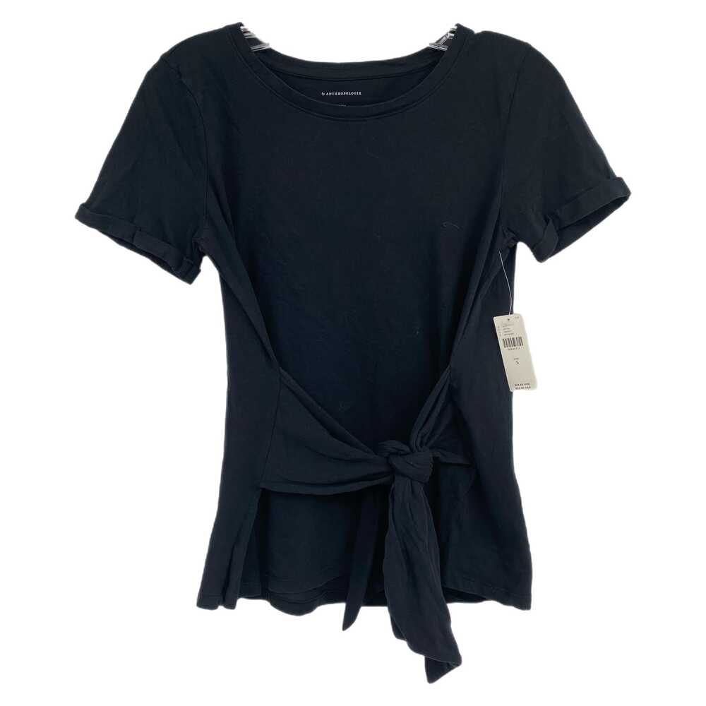 Anthropologie Black Tie Front Short Sleeve Tee | Womens S